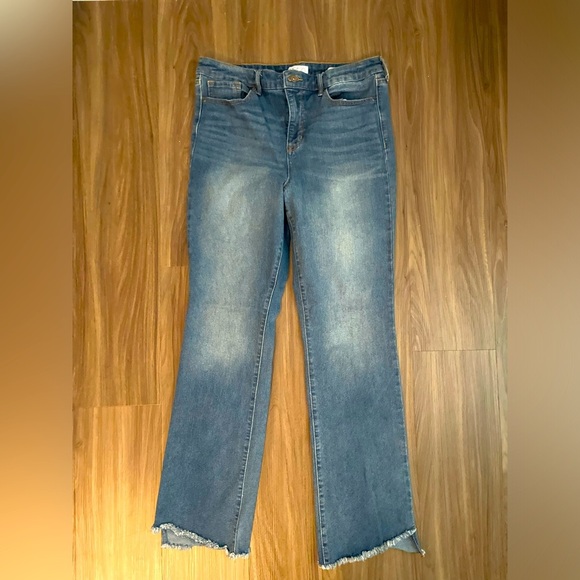 Sofia by Sofia Vergara Aura High Rise Skinny Kick Boot frayed jeans size 12 - Picture 1 of 6